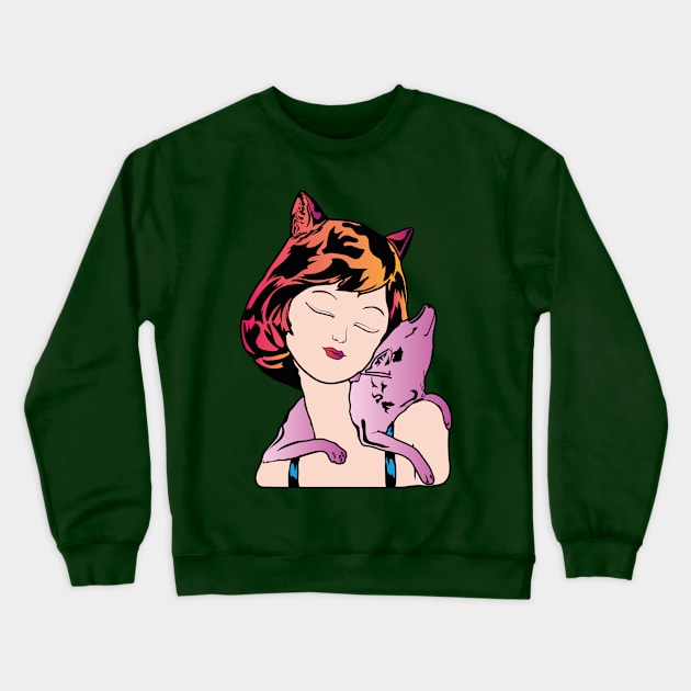 Cute Girl with Dog Crewneck Sweatshirt by SVGdreamcollection